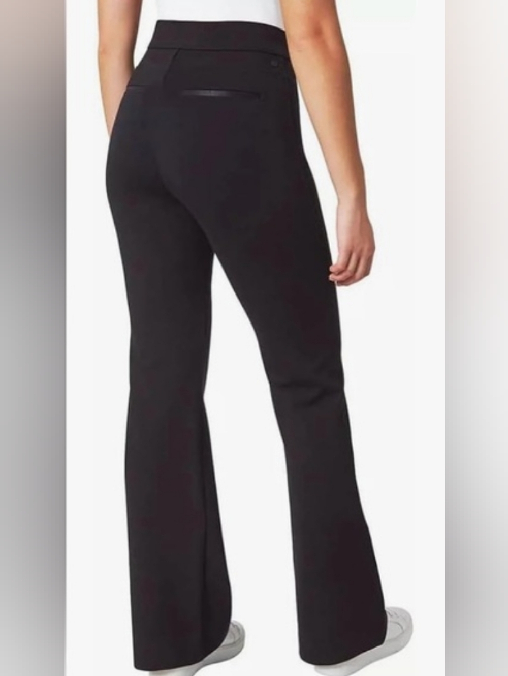 Modern Ambition High Rise Flare Pintuck Black Ponte Pull On Trousers Pants Sz M image 2